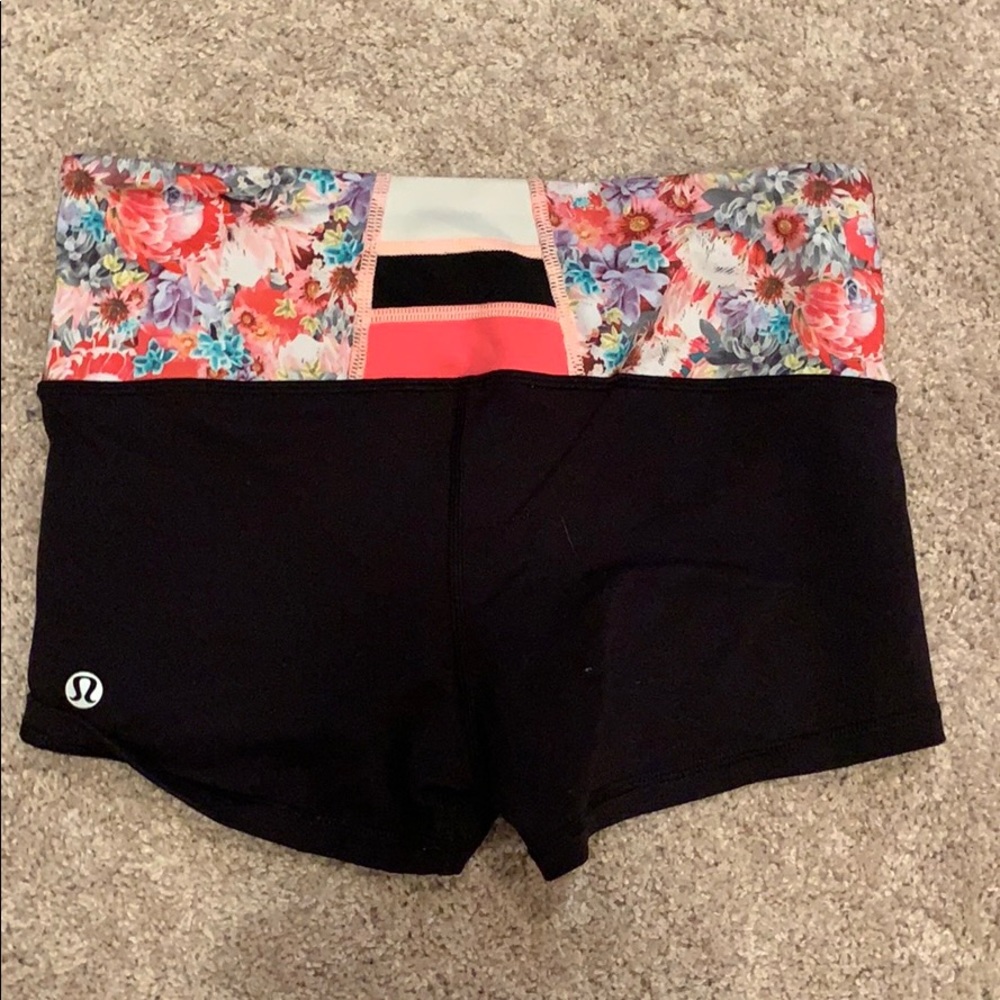Pink Floral Print Lululemon Shorts